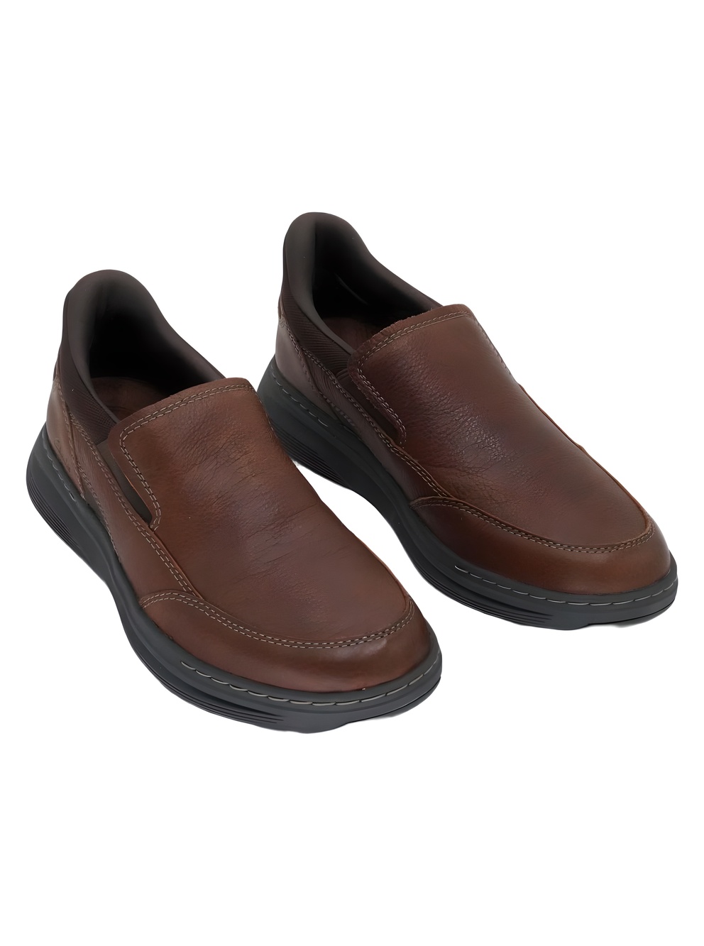 Clarks Mens Craftwell Step Brown Tumbled Leather Loafers Size 8.5M